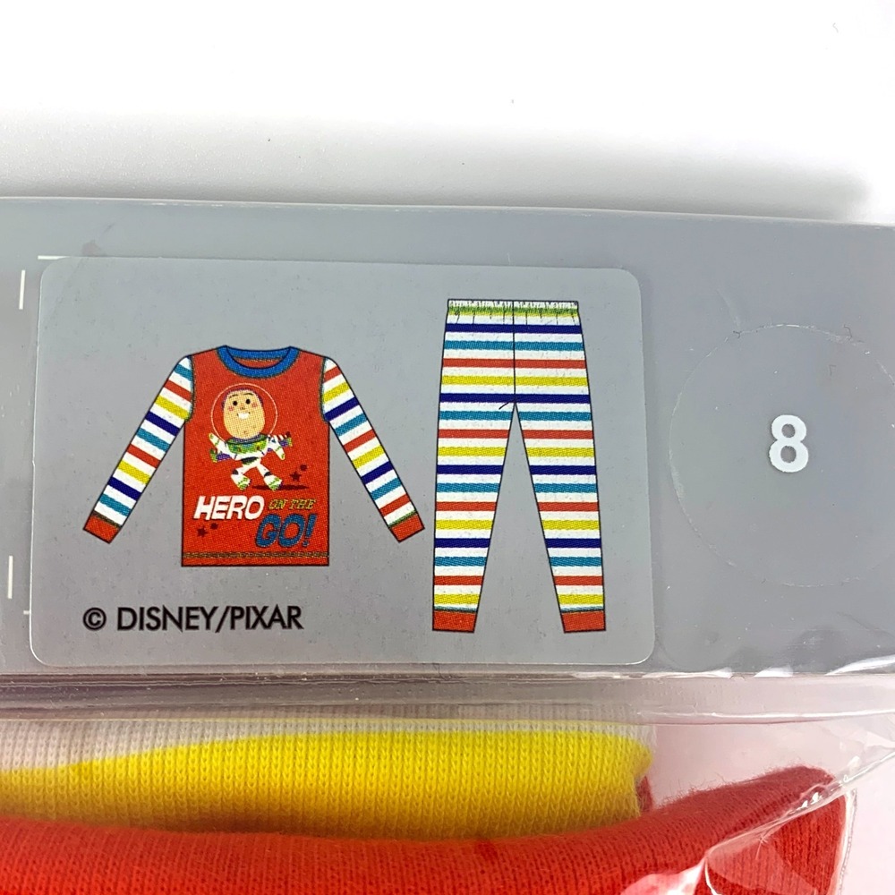 Disney Store Pixar Toy Story Buzz Lightyear Pajama Set Long‎ Johns Boys Sz 8 Red
